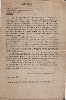 Carta pública al Rector Agustín Toro Dávila