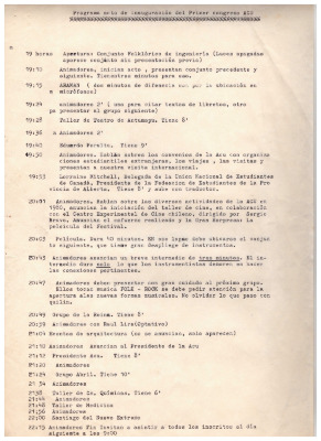Programa acto de inauguración del Primer Congreso ACU
