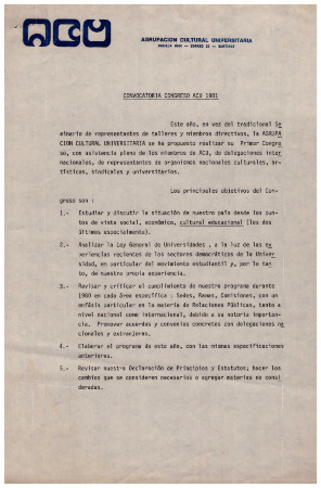Convocatoria Congreso ACU 1981