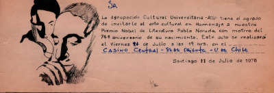 Invitación Homenaje a Neruda