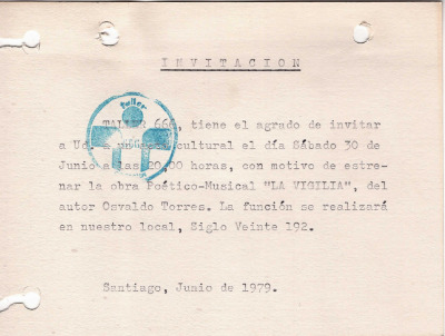 Invitación Obra "La Vigilia"
