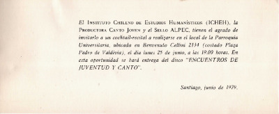 Invitación "Encuentros de Juventud y Canto"
