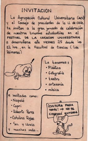 Invitación Festival de Creación Universitaria