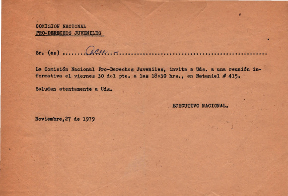 Invitación Comisión Nacional Pro-Derechos Juveniles