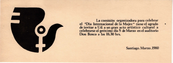 Invitación Comisión organizadora "Día internacional de la mujer" 1980