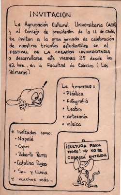 Invitación Festival de Creación Universitaria