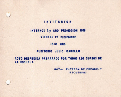 Invitación promoción 1978
