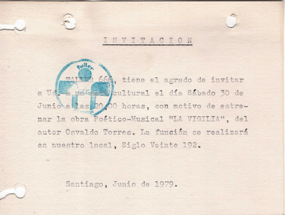 Invitación Obra "La Vigilia"
