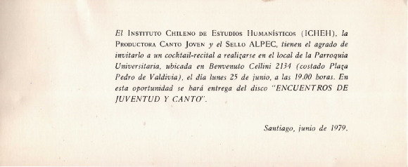 Invitación "Encuentros de Juventud y Canto"