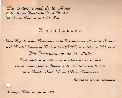 Invitación Día de la Mujer 1979