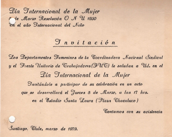 Invitación Día de la Mujer 1979