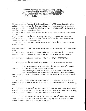 Acuerdo general de colaboración entre la confederación universitaria boliviana y la ACU Chile