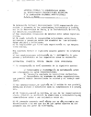Acuerdo general de colaboración entre la confederación universitaria boliviana y la ACU Chile