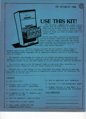 Material informativo sobre demandas de los estudiantes de Canadá