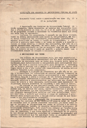 Documento final sobre a paralisacao nos dias 11, 12 e 13 de junho/1980