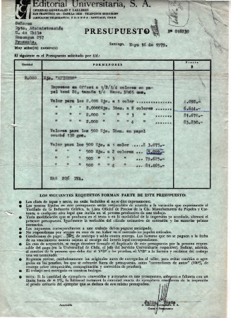 Presupuesto Editorial Universitaria S.A
