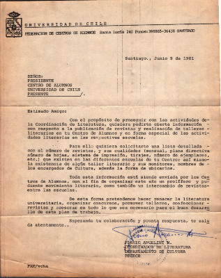 Carta sobre publicaciones