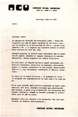 Carta tipo comunicando nueva directiva