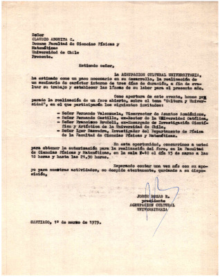 Sr. Claudio Anguita Decano Facultad de Ciencias Físicas y Matemáticas U. de Chile