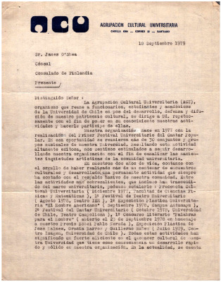 Carta a James O'Shea, Cónsul de Finlandia