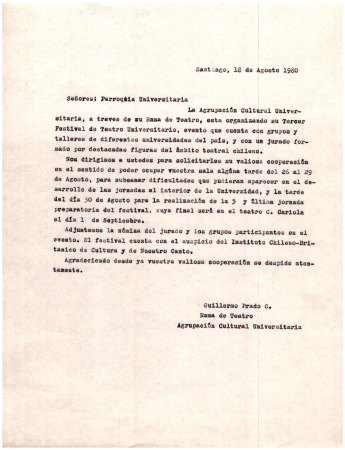Carta a Parroquia Universitaria