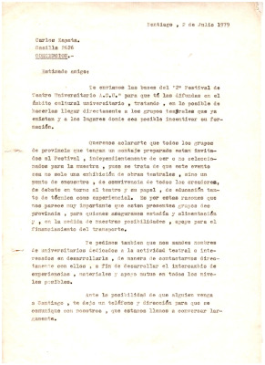 Carta a Carlos Zapata, Concepción