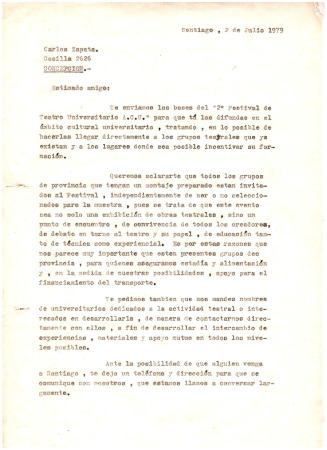 Carta a Carlos Zapata, Concepción