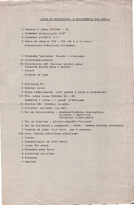 Lista de materiales e implementos ACU 1987