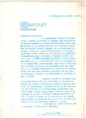 Carta a Directorio Nacional de la Confederación de cuero y calzado