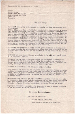Carta del Comité Pro Ayuda a Nicaragua 