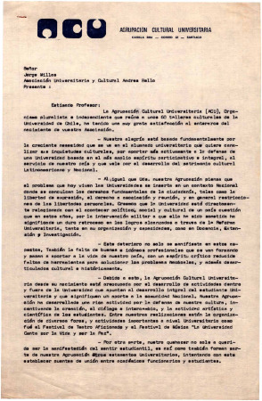 A Jorge Millas, Asociación Universitaria y Cultural Andrés Bello