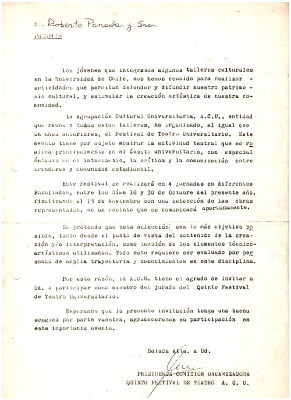 Carta a Roberto Parada y Sra. 