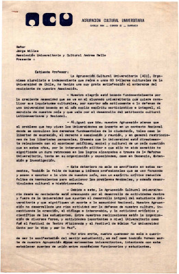 A Jorge Millas,  Asociación Universitaria y Cultural Andrés Bello