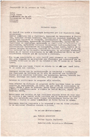 Carta del Comité Pro Ayuda a Nicaragua 