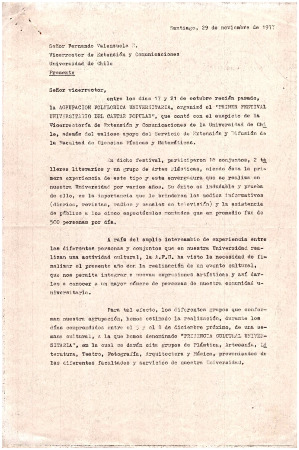 Solicitud a Fernando Valenzuela Erazo, vice rector de extensión y comunicaciones