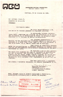 A Sr. Alfredo Prieto, Ministro de Educación 