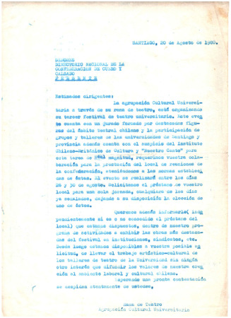 Carta a Directorio Nacional de la Confederación de cuero y calzado