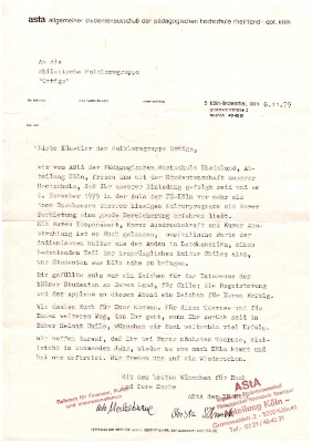 An die chilenische Folkloregruppe "Ortiga" 