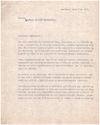 Carta de doce detenidos por 1ero de Mayo