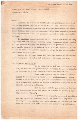 Carta a la ACU, Taller Cultural Matra