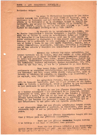 Carta a los organismos juveniles