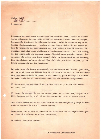 Invitación a Encuentro artístico