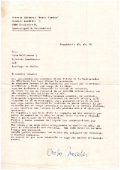 Carta por visita del profesor Klaus Fricke