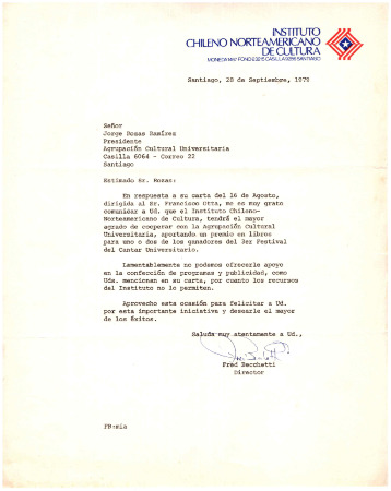 A Señor Jorge Rozas Ramirez, Presidente ACU