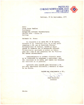 A Señor Jorge Rozas Ramirez, Presidente ACU