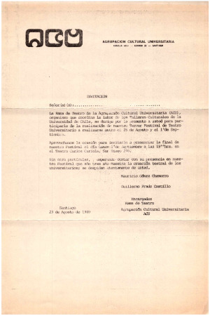 Invitación a Tercer Festival de Teatro Universitario