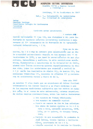 Carta a Colegio de Profesores