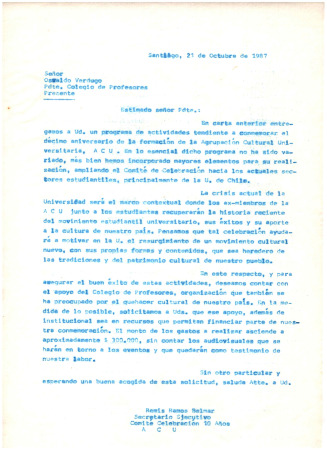 Carta a Osvaldo Verdugo Colegio de Profesores (2da carta)