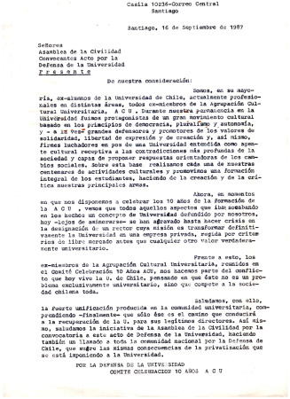 Carta a Asamblea de la Civilidad