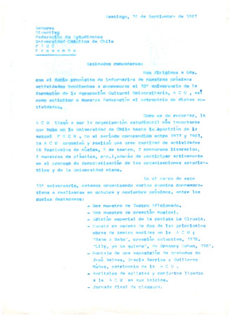 Carta a la FEUC